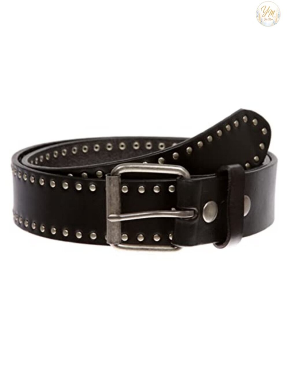 Genuine Leather Studded Vintage Circle Belt Interchangeable Buckle